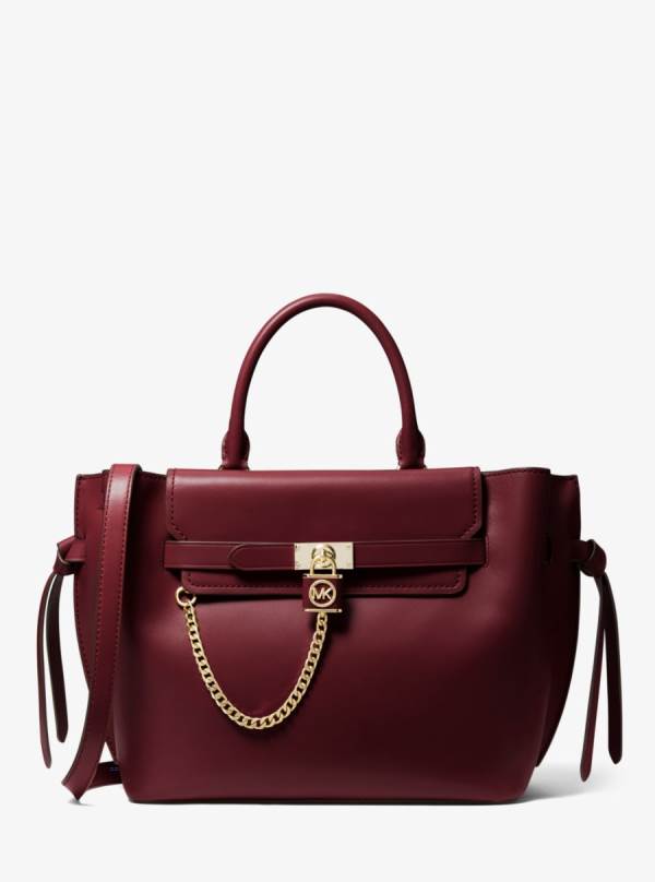 Damske Satchel Taske Michael Kors Hamilton Legacy Large Leather Belted Bordove - Kabelky Michael Kors Levně | MRNKS-2395